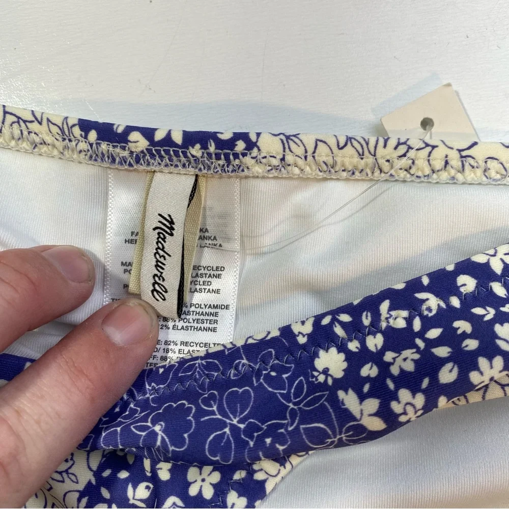 Madewell‎ Blue & White Second Wave Classic Patchwork Floral Bikini Bottoms NWT S